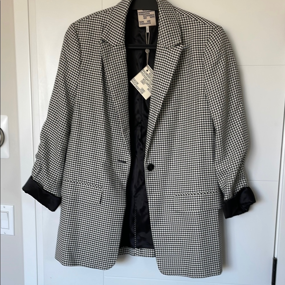 Women's Black and White Houndstooth Blazer